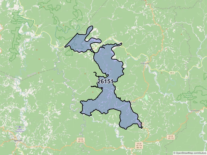 Map of Mount Zion, West Virginia and ZIP codes