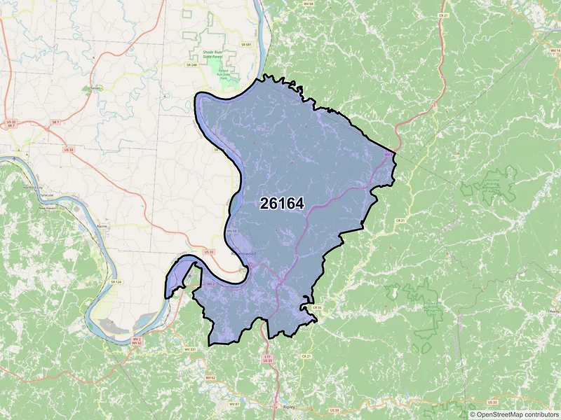 Map of ZIP Code 26164 — Ravenswood, WV