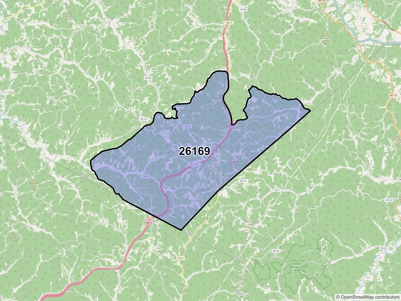 Map of ZIP Code 26169 — Rockport, WV