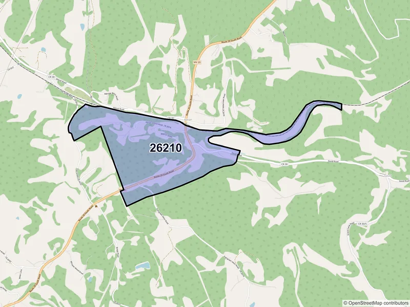 Map of Adrian, West Virginia and ZIP codes