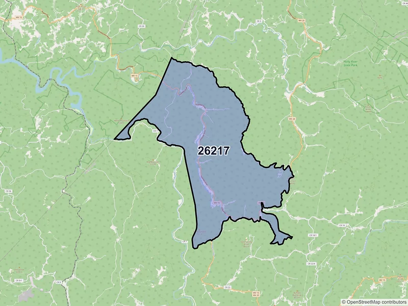 Map of Diana, West Virginia and ZIP codes