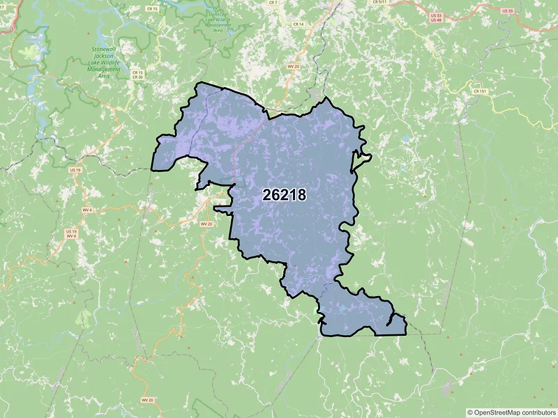 Map of French Creek, West Virginia and ZIP codes