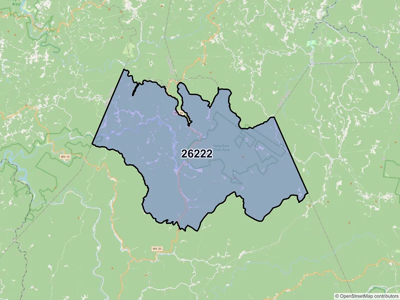 Map of ZIP Code 26222 — Hacker Valley, WV