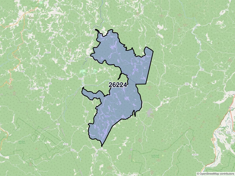 Map of ZIP Code 26224 — Helvetia, WV