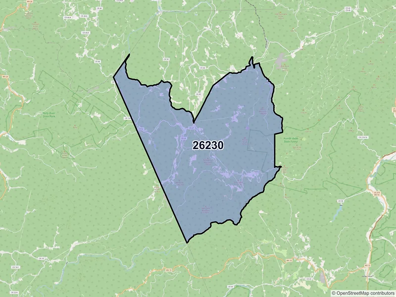 Map of ZIP Code 26230 — Pickens, WV
