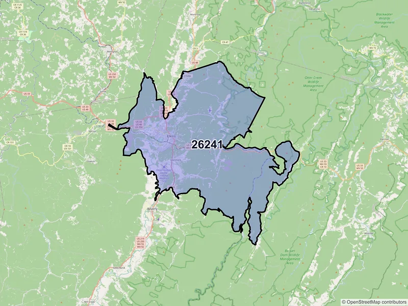 Map of ZIP Code 26241 — Elkins, WV
