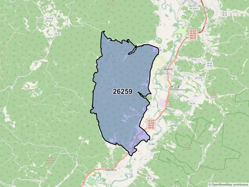 Map of Dailey, West Virginia and ZIP codes