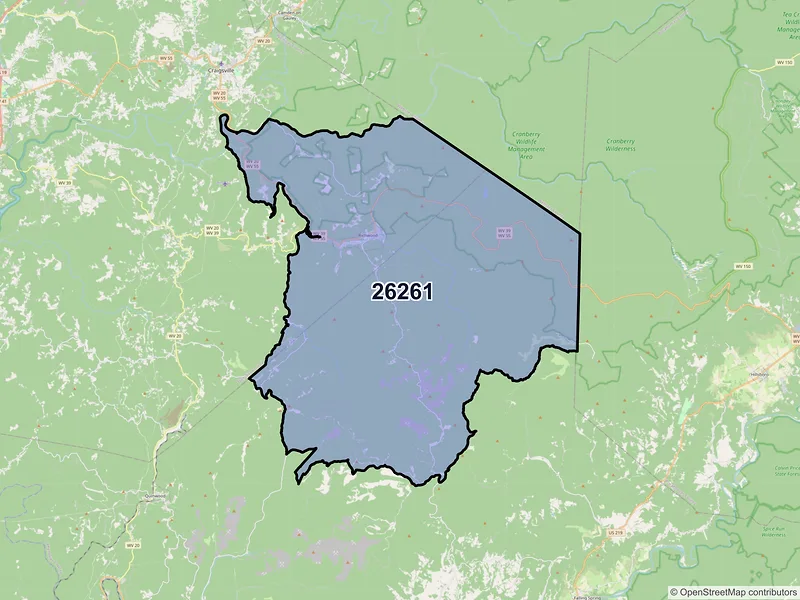 Map of ZIP Code 26261 — Richwood, WV