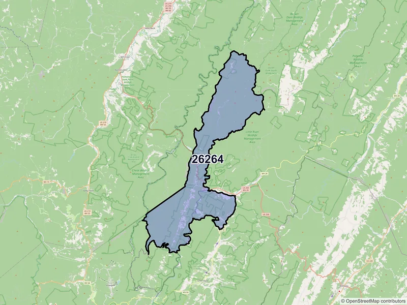 Map of ZIP Code 26264 — Durbin, WV