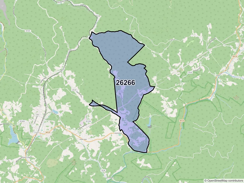 Map of ZIP Code 26266 — Upperglade, WV