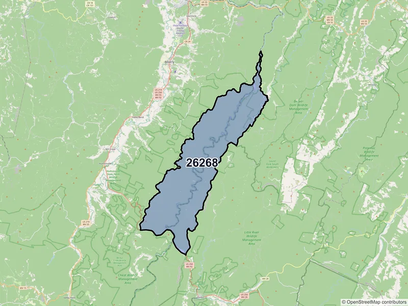 Map of ZIP Code 26268 — Glady, WV