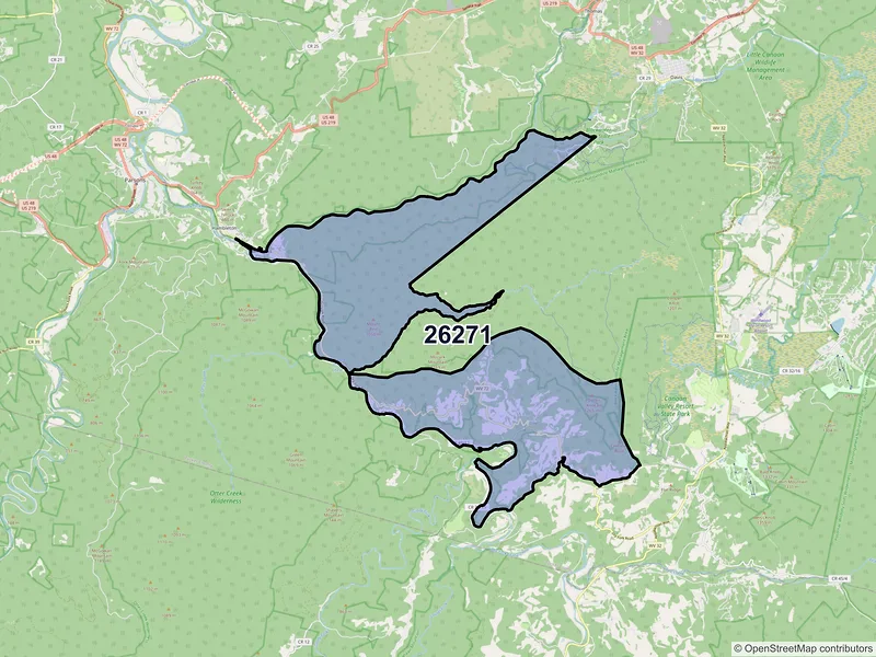 Map of ZIP Code 26271 — Hendricks, WV