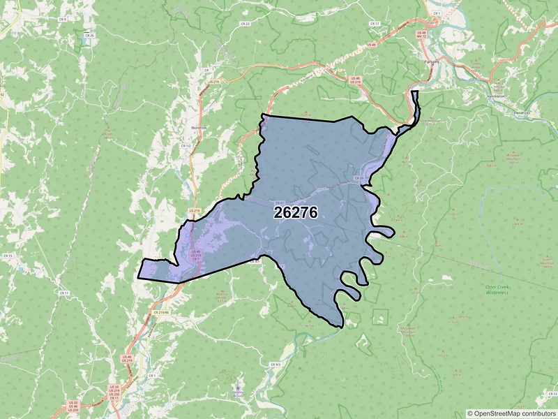 Map of Kerens, West Virginia and ZIP codes