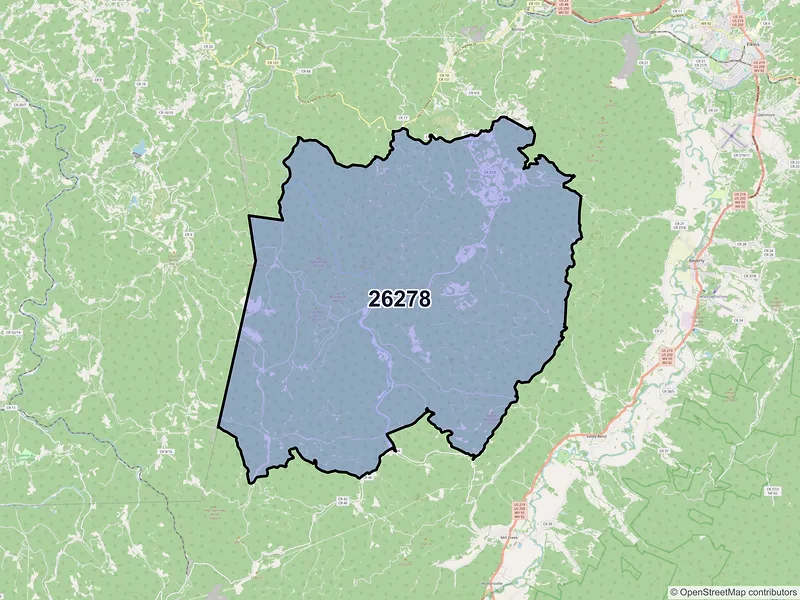 Map of ZIP Code 26278 — Mabie, WV
