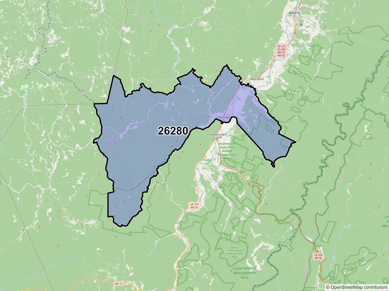 Map of Mill Creek, West Virginia and ZIP codes