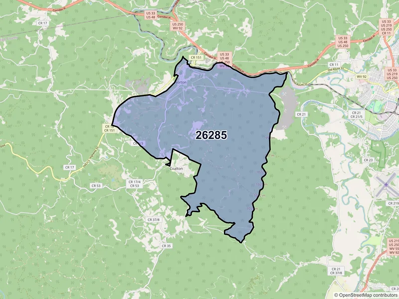 Map of ZIP Code 26285 — Norton, WV