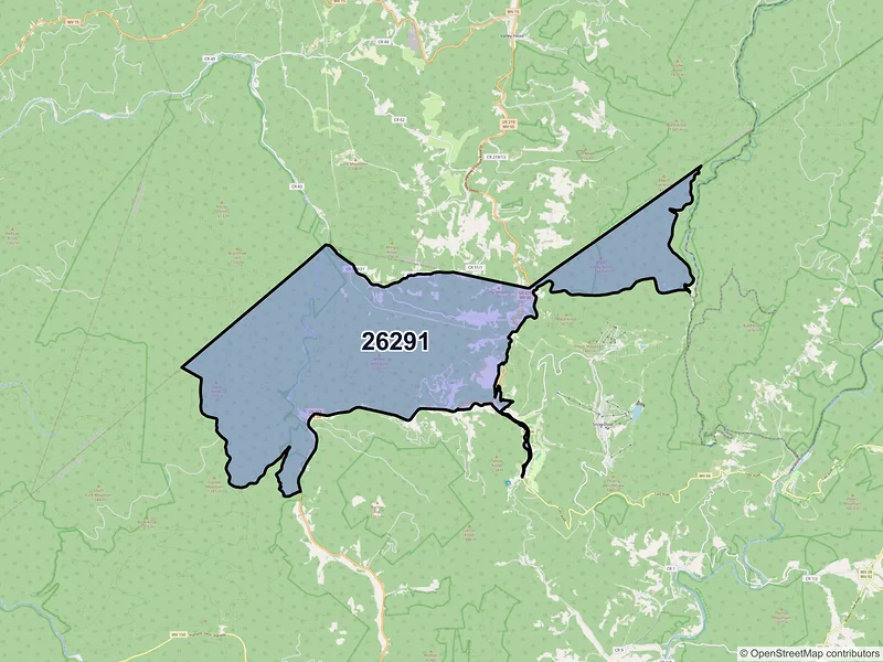 Map of ZIP Code 26291 — Slatyfork, WV