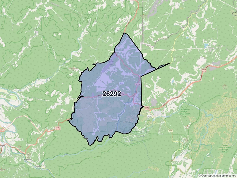 Map of ZIP Code 26292 — Thomas, WV
