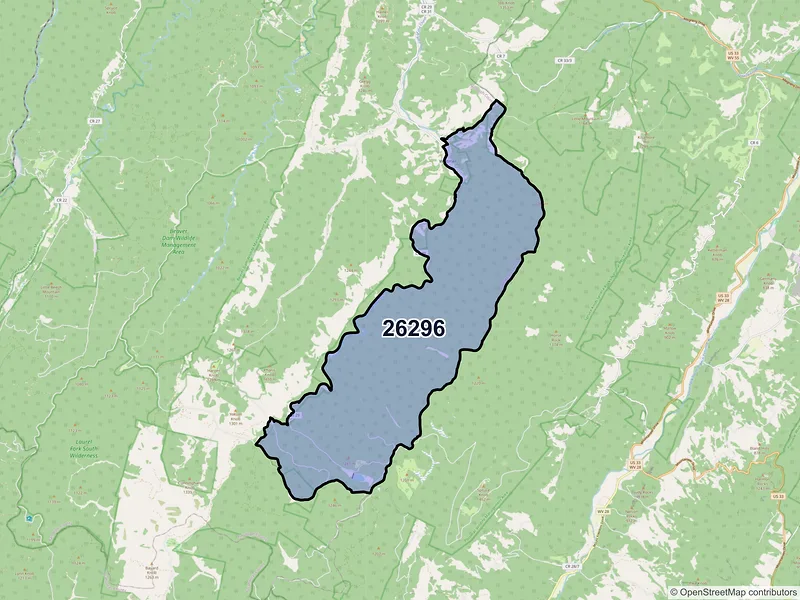 Map of Whitmer, West Virginia and ZIP codes