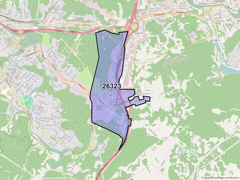 Map of Anmoore, West Virginia and ZIP codes