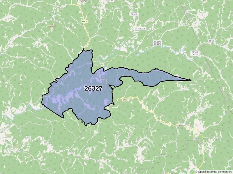 Map of ZIP Code 26327 — Berea, WV