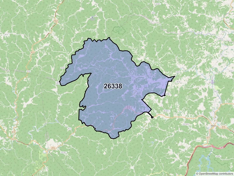 Map of Camden, West Virginia and ZIP codes