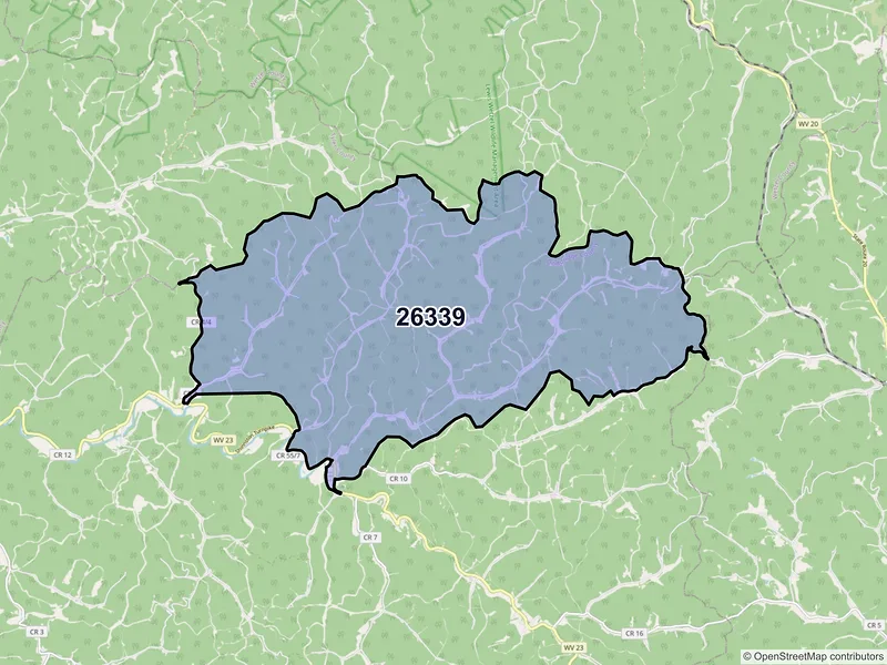 Map of ZIP Code 26339 — Center Point, WV