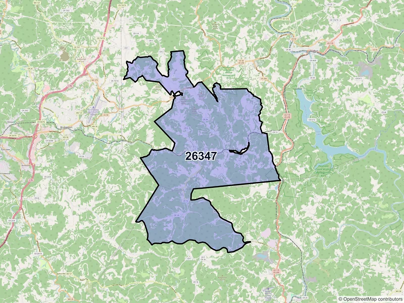 Map of ZIP Code 26347 — Flemington, WV