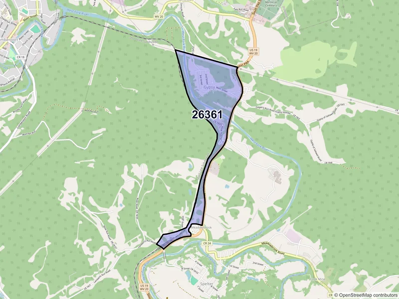 Map of Gypsy, West Virginia and ZIP codes