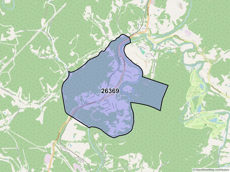 Map of Hepzibah, West Virginia and ZIP codes