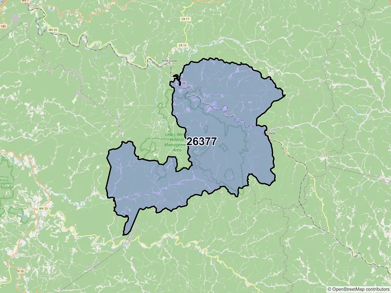 Map of Jacksonburg, West Virginia and ZIP codes