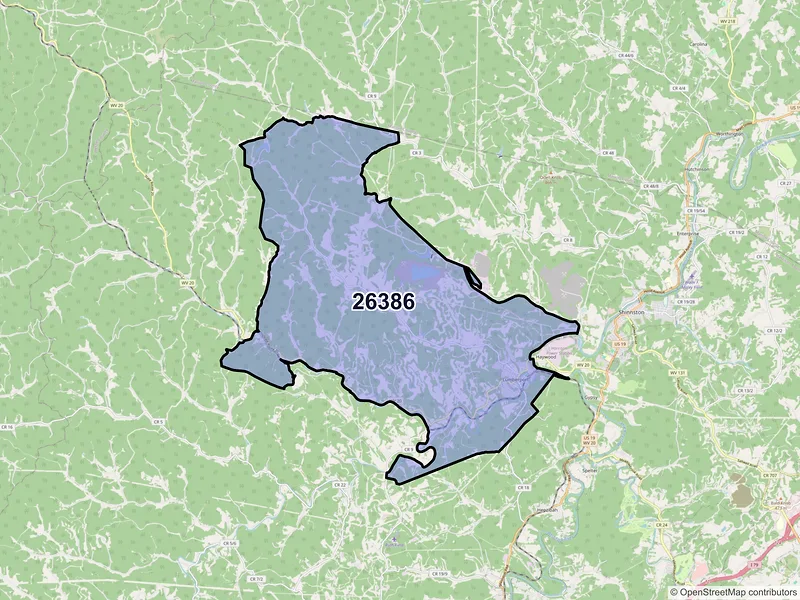 Map of Lumberport, West Virginia and ZIP codes