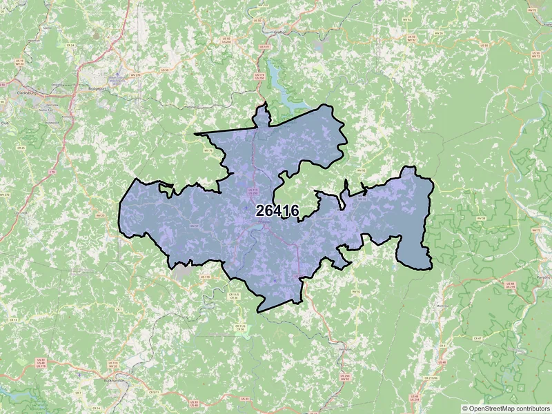 Map of ZIP Code 26416 — Philippi, WV
