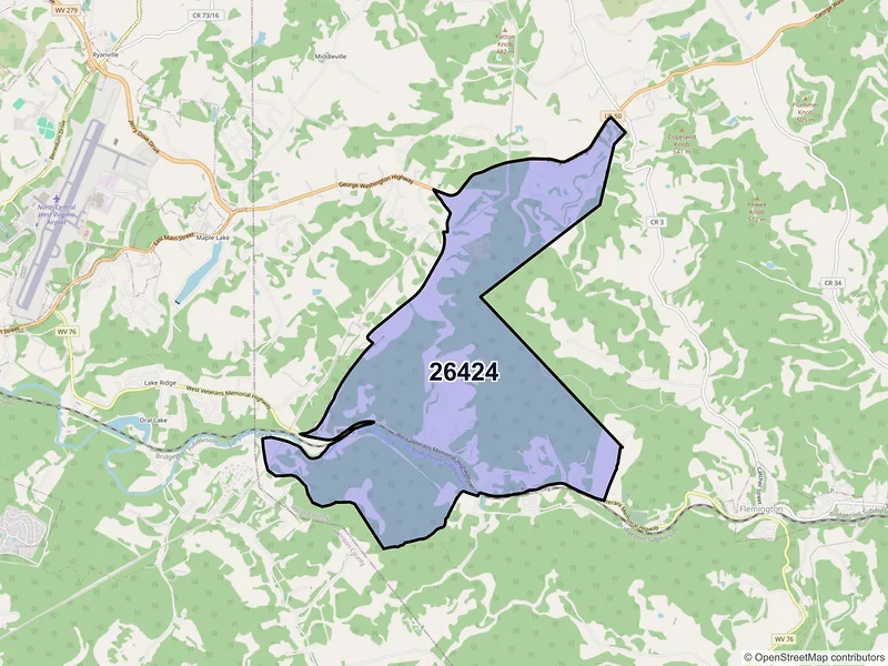 Map of Rosemont, West Virginia and ZIP codes