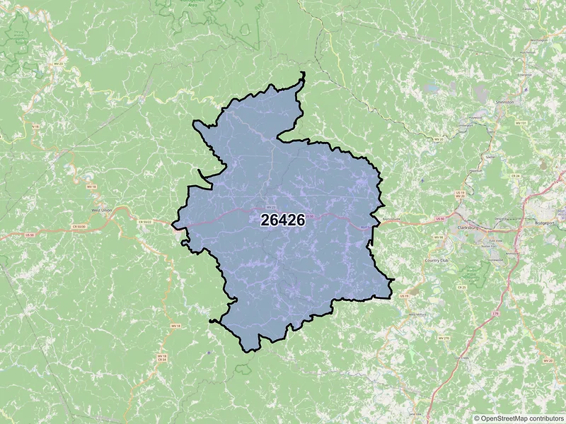 Map of Salem, West Virginia and ZIP codes