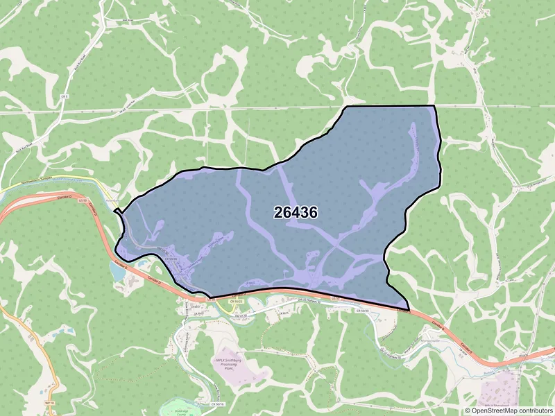 Map of Smithburg, West Virginia and ZIP codes