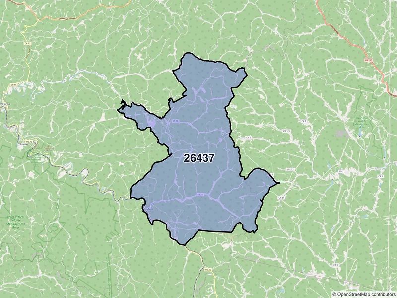 Map of ZIP Code 26437 — Smithfield, WV