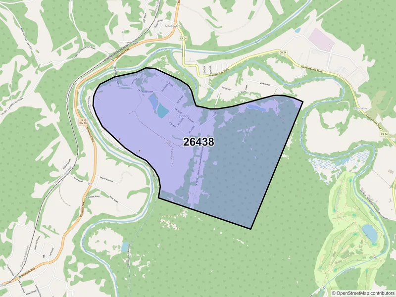 Map of Spelter, West Virginia and ZIP codes