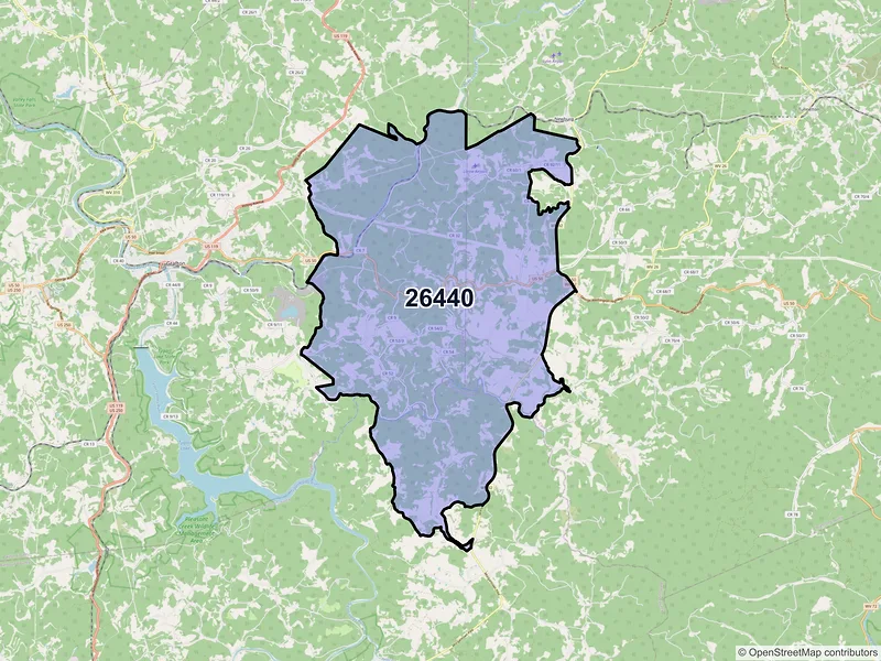 Map of ZIP Code 26440 — Thornton, WV