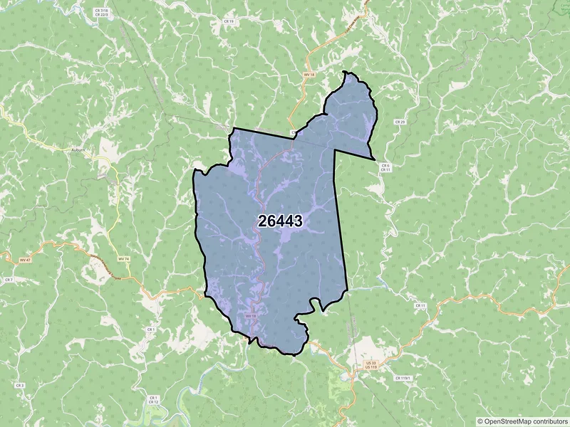 Map of ZIP Code 26443 — Troy, WV