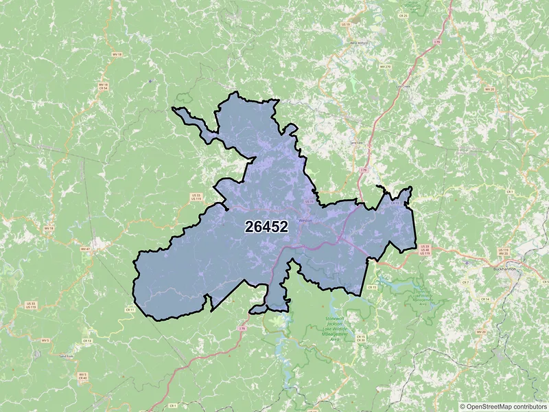 Map of ZIP Code 26452 — Weston, WV