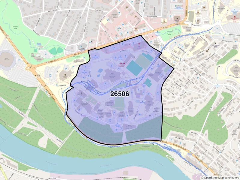 Map of ZIP Code 26506 — Morgantown, WV