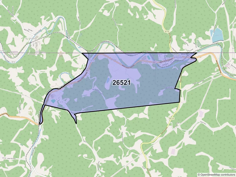 Map of ZIP Code 26521 — Blacksville, WV