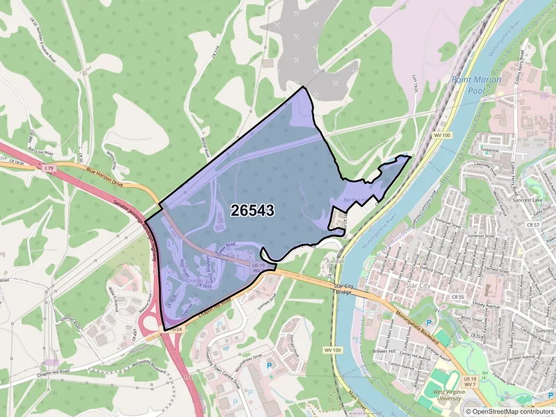 Map of ZIP Code 26543 — Osage, WV
