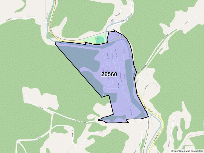 Map of Baxter, West Virginia and ZIP codes