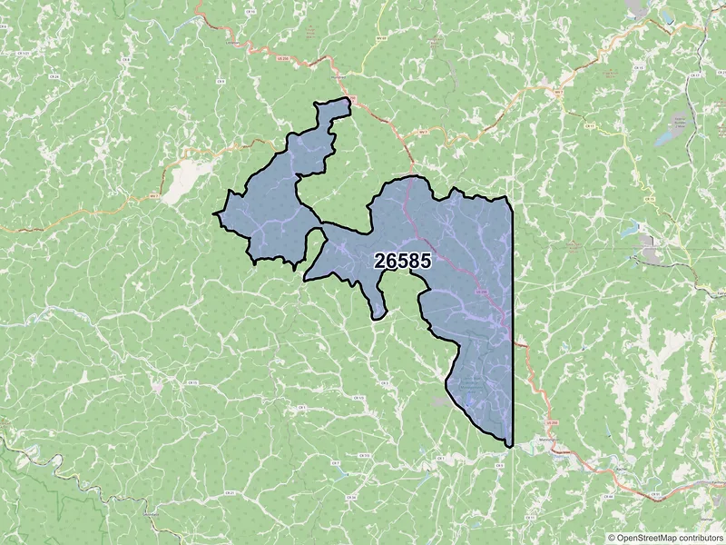 Map of ZIP Code 26585 — Metz, WV