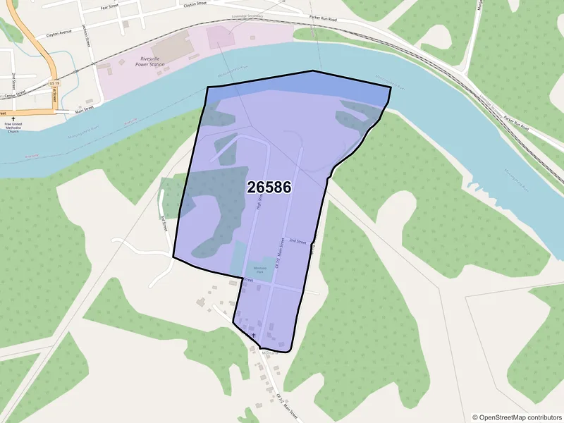 Map of ZIP Code 26586 — Montana Mines, WV