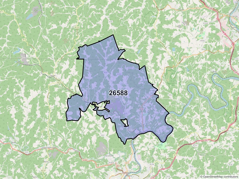 Map of Rivesville, West Virginia and ZIP codes