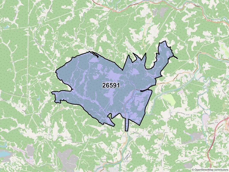 Map of ZIP Code 26591 — Worthington, WV