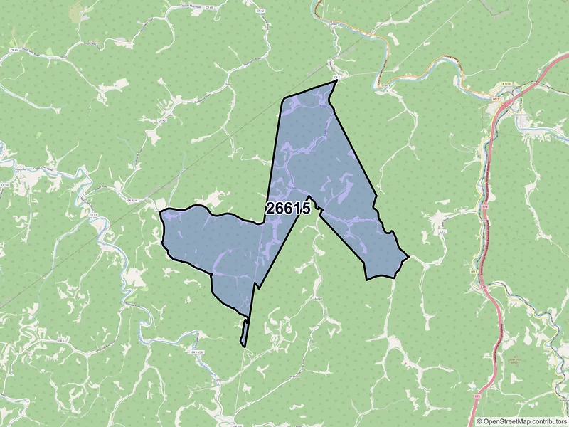 Map of Copen, West Virginia and ZIP codes